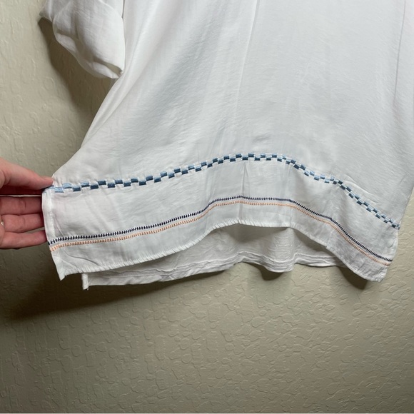 Dolan Left Coast Collection Flowy Long Tunic Top White Embroidered Size L Boho - Picture 6 of 10